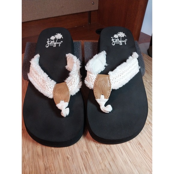 Jellypop Shoes - Jellypop Women's Toriana Ivory Fringe Flip Flops Sandals 8M 🆕